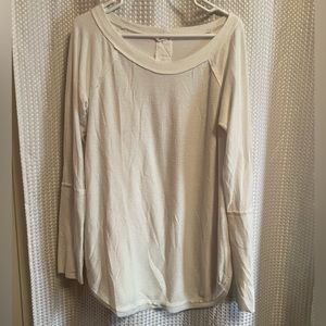 White Long Sleeve Top with thumb hole cutouts